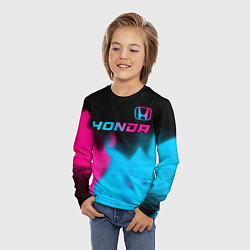 Лонгслив детский Honda - neon gradient: символ сверху, цвет: 3D-принт — фото 2