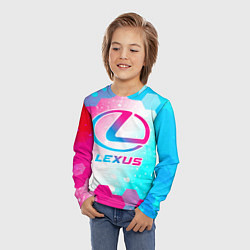 Лонгслив детский Lexus neon gradient style, цвет: 3D-принт — фото 2