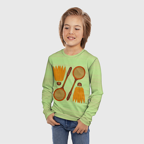 Детский лонгслив Бадминтон / 3D-принт – фото 3