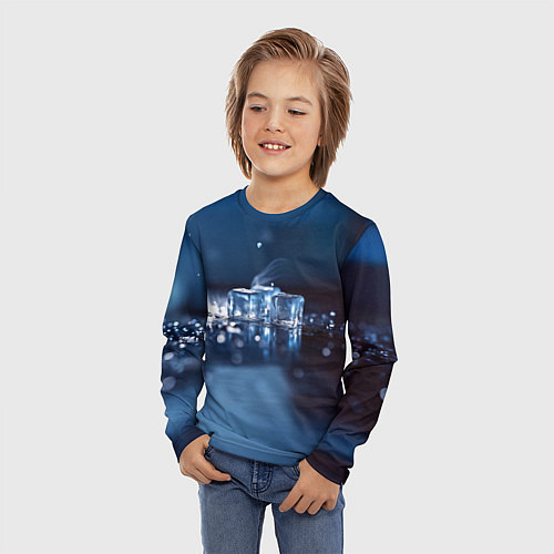 Детский лонгслив Кубики льда с дымком / 3D-принт – фото 3
