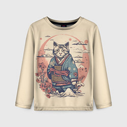 Лонгслив детский Кот-самурай, цвет: 3D-принт