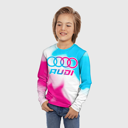 Детский лонгслив Audi neon gradient style / 3D-принт – фото 3