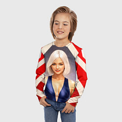 Лонгслив детский Девушка блондинка в спортивном костюме, цвет: 3D-принт — фото 2