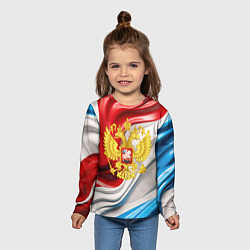 Лонгслив детский Герб России на фоне флага, цвет: 3D-принт — фото 2