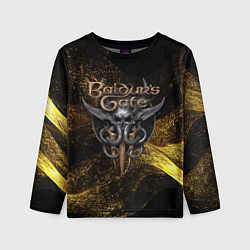 Лонгслив детский Baldurs Gate 3 logo gold black, цвет: 3D-принт