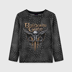 Лонгслив детский Baldurs Gate 3 logo dark black, цвет: 3D-принт