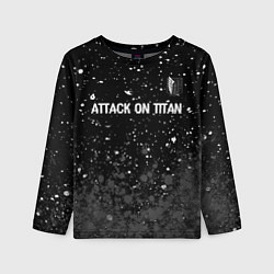 Лонгслив детский Attack on Titan glitch на темном фоне: символ свер, цвет: 3D-принт