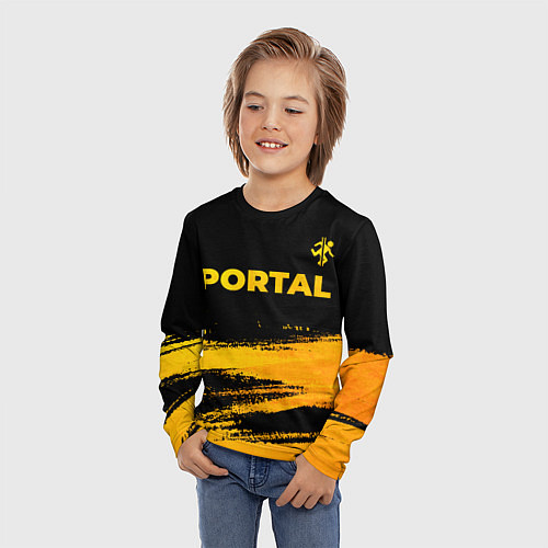 Детский лонгслив Portal - gold gradient: символ сверху / 3D-принт – фото 3