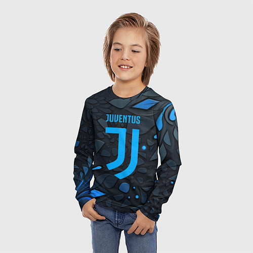 Детский лонгслив Juventus blue logo / 3D-принт – фото 3
