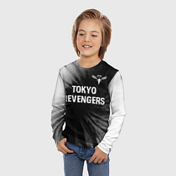 Лонгслив детский Tokyo Revengers glitch на темном фоне: символ свер, цвет: 3D-принт — фото 2