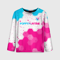 Лонгслив детский Poppy Playtime neon gradient style: символ сверху, цвет: 3D-принт