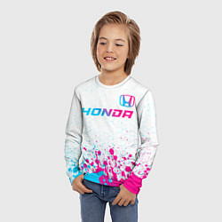 Лонгслив детский Honda neon gradient style: символ сверху, цвет: 3D-принт — фото 2