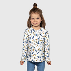 Лонгслив детский Синие и желтые шахматные фигуры на белом фоне, цвет: 3D-принт — фото 2