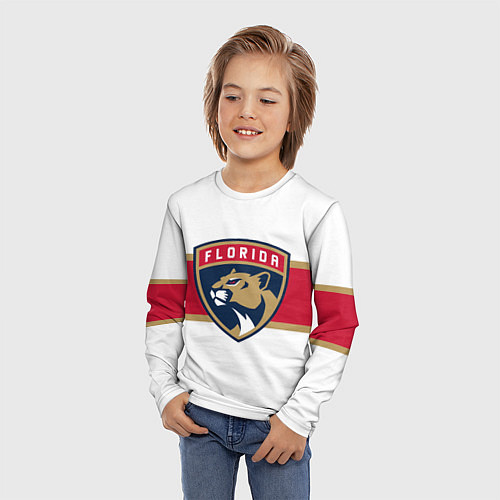 Детский лонгслив Florida panthers - uniform - hockey / 3D-принт – фото 3