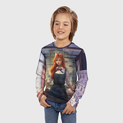 Лонгслив детский Девушка студентка лиса, цвет: 3D-принт — фото 2