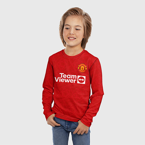Детский лонгслив Антони Манчестер Юнайтед форма 2324 домашняя / 3D-принт – фото 3