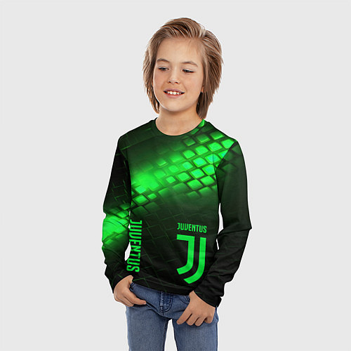 Детский лонгслив Juventus green logo neon / 3D-принт – фото 3