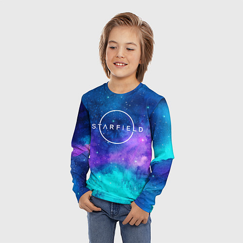 Детский лонгслив Starfield space logo / 3D-принт – фото 3