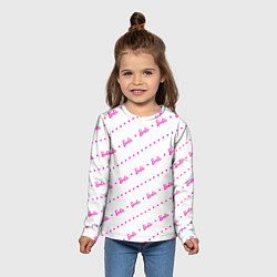 Лонгслив детский Барби паттерн - логотип и сердечки, цвет: 3D-принт — фото 2