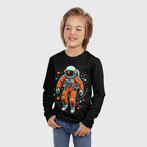 Детский лонгслив Космонавт в оранжевом скафандре / 3D-принт – фото 3