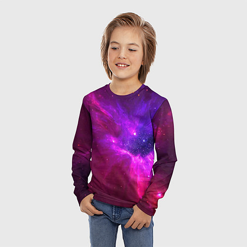 Детский лонгслив Бескрайнее космическое пространство - галактика / 3D-принт – фото 3