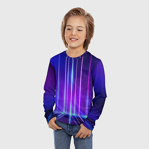 Детский лонгслив Neon glow - vaporwave - strips / 3D-принт – фото 3