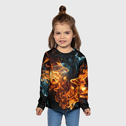 Лонгслив детский Пламя огня фон, цвет: 3D-принт — фото 2