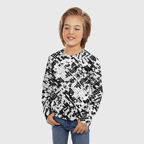 Детский лонгслив Чёрно-белая сеть / 3D-принт – фото 3
