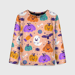 Детский лонгслив Halloween - pumpkins and ghosts