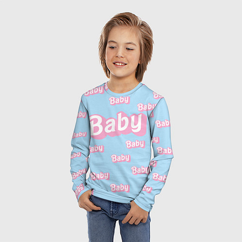 Детский лонгслив Baby - Barbie style: blue pattern / 3D-принт – фото 3