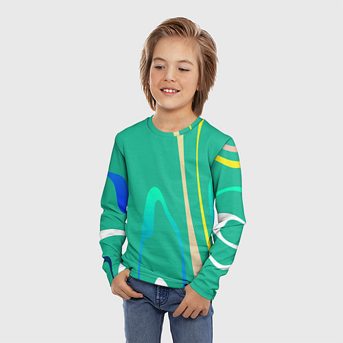 Детский лонгслив Абстрактное изображение, линии / 3D-принт – фото 3