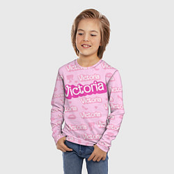 Лонгслив детский Виктория - паттерн Барби розовый, цвет: 3D-принт — фото 2