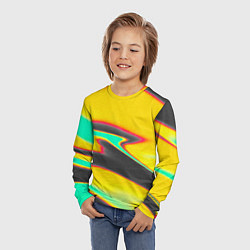 Лонгслив детский Слияние жёлтого голубого чёрного цветов, цвет: 3D-принт — фото 2