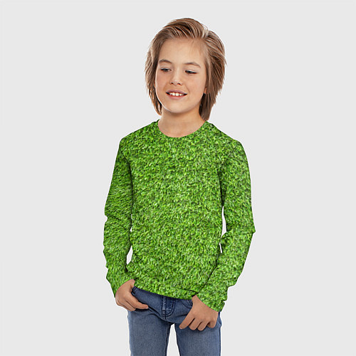 Детский лонгслив Зелёный газон / 3D-принт – фото 3