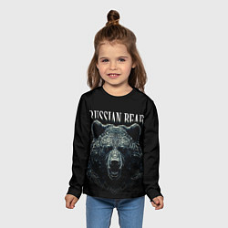 Лонгслив детский Русский медведь на черном фоне, цвет: 3D-принт — фото 2