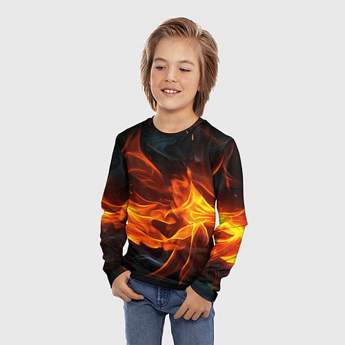 Детский лонгслив Пламя костра / 3D-принт – фото 3