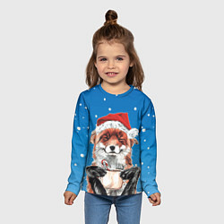 Лонгслив детский Рождественский свитер с лисой, цвет: 3D-принт — фото 2