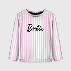 Лонгслив детский Barbie - классическая розово-белая полоска, цвет: 3D-принт