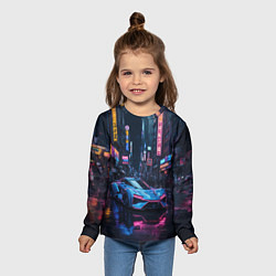 Лонгслив детский Футуристичный спорткар, цвет: 3D-принт — фото 2