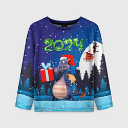 Лонгслив детский Cиний дракон, цвет: 3D-принт