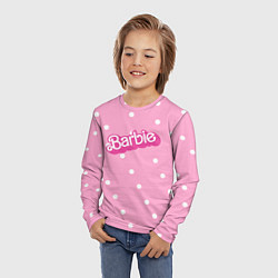 Лонгслив детский Барби - белый горошек на розовом, цвет: 3D-принт — фото 2