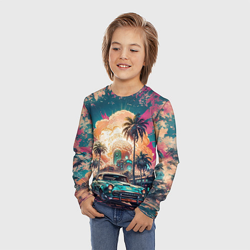 Детский лонгслив Атомная поездка на машине / 3D-принт – фото 3