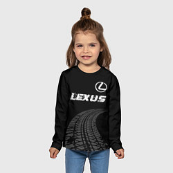 Лонгслив детский Lexus speed на темном фоне со следами шин: символ, цвет: 3D-принт — фото 2