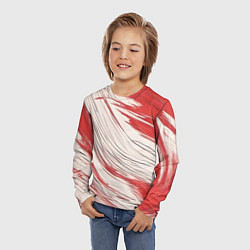Лонгслив детский Абстракция красно-белая, цвет: 3D-принт — фото 2
