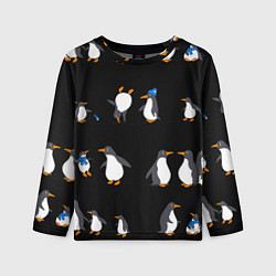 Лонгслив детский Веселая семья пингвинов, цвет: 3D-принт