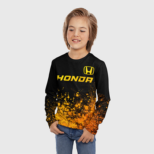 Детский лонгслив Honda - gold gradient посередине / 3D-принт – фото 3