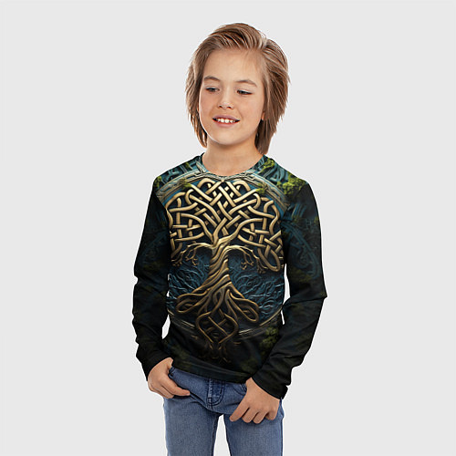 Детский лонгслив Кельты: древо жизни / 3D-принт – фото 3