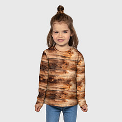 Лонгслив детский Старая деревянная обшивка, цвет: 3D-принт — фото 2