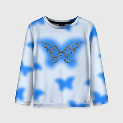 Лонгслив детский Y2K blue butterfly, цвет: 3D-принт