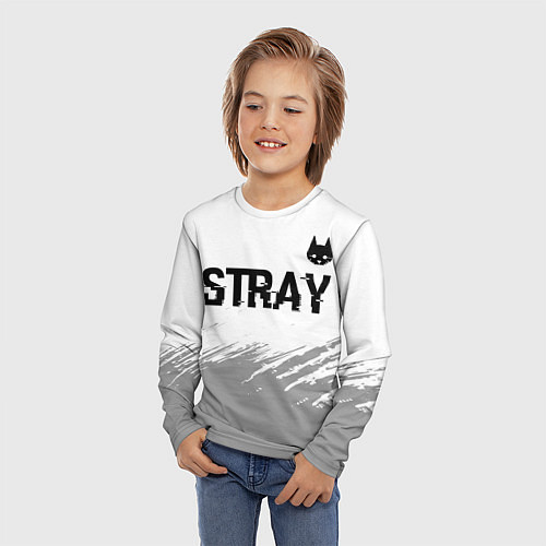 Детский лонгслив Stray glitch на светлом фоне посередине / 3D-принт – фото 3